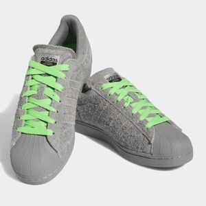 Adidas Superstar ADV Grey Suede Leather/Lime Skateboard Sneakers Sz US Men’s 9